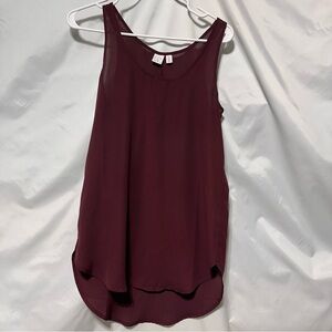 BP Burgundy Sleeveless High Low Sheer Tank Top XS